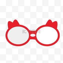 红色可爱眼镜图片_卡通矢量红色眼镜
