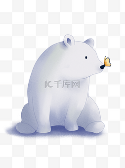 手绘卡通白熊图片_手绘卡通美丽蝴蝶和大白熊
