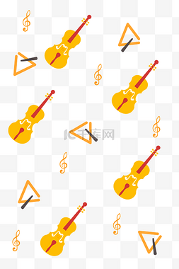 底纹黄色卡通图片_黄色大提琴乐器底纹