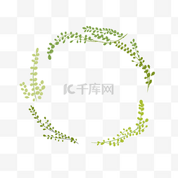 绿色叶子手绘水彩图片_水彩花环