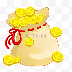 新年黄色的福袋钱插画