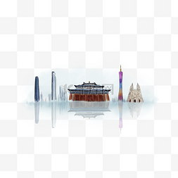 广州地标图片_手绘广州地标建筑