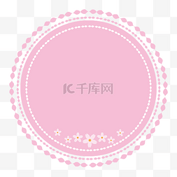 日式边框素材图片_粉白色樱花可爱元形边框矢量