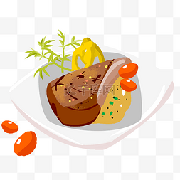 牛排美食手绘图片_特色美味牛排美食手绘插画
