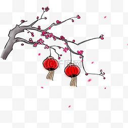 元宵节传统中国风图片_传统中国风手绘梅花灯笼