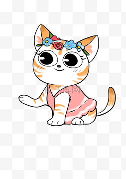 可爱动物服装图案图片_可爱小猫印花手绘图