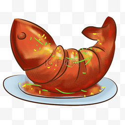 吃货鱼图片_卡通美食新年餐饮东北菜红烧鲤鱼