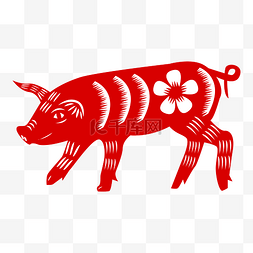 中国风剪纸猪