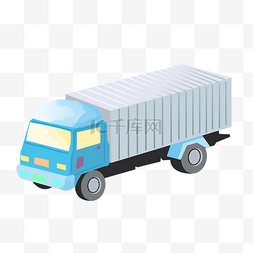 蓝色的卡车装饰插画