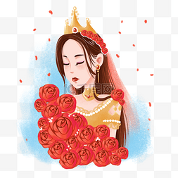 女王皇冠卡通图片_卡通三八妇女节美丽女性之红玫瑰