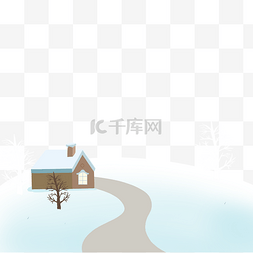 小清新小房子图片_白雪房顶小屋