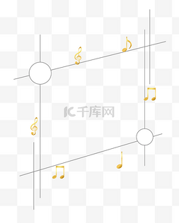 简约细线边框图片_简约细线圆环金色音符矢量造型边