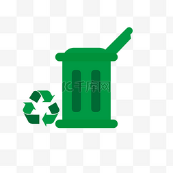 绿色地球垃圾桶图片_环境保护绿色循环插画