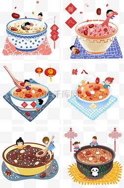 美味的腊八粥图片_手绘腊八节合集插画