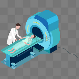 病人吸氧图片_医生给病人做磁共振检查的卡通免
