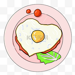 鸡蛋番茄图片_心形煎鸡蛋卡通插画