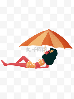 阳伞度假少女装饰元素