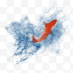 鲤鱼蓝色图片_锦鲤鱼跃龙门