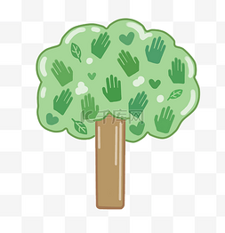 手绘绿树公益