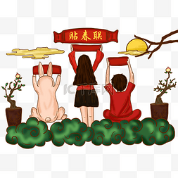 春节习俗海报图片_手绘卡通新年复古插画春节习俗贴