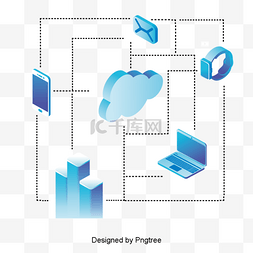 0手绘图片_工业4.0云数据元素
