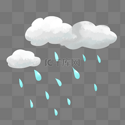 卡通雨水图片_灰色的云朵和雨水