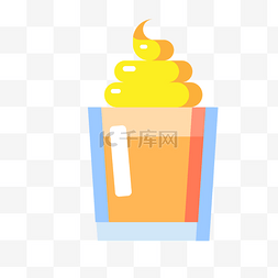 冷冻食品手绘图片_鲜橙冰淇淋矢量插画PNG