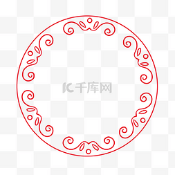 圆形花纹传统图片_红色传统复古边框