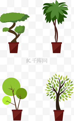 绿色植物矢量图图片_绿色植物盆栽矢量免抠图