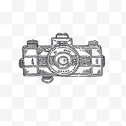 复古相机手绘图片_手绘黑白线条相机胶片机