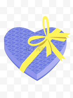 黄色心形图片_卡通蓝色心形礼盒可商用元素