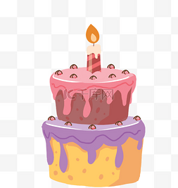 生日蛋糕红色蜡烛图片_双层蛋糕插画