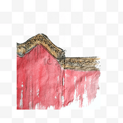 红墙黄瓦毛笔字图片_红墙宫殿瓦寺庙宫殿PNG水墨国画