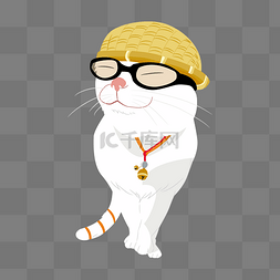 猫咪创意图片_矢量卡通戴着墨镜的猫咪
