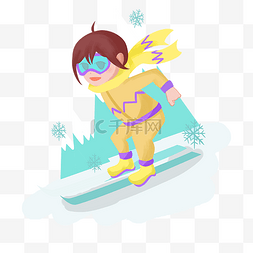 冬季滑雪的小女孩图片_滑雪中的小女孩手绘设计图
