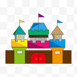彩色建筑物图片_彩色城堡插画