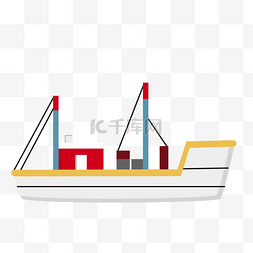 手绘采石油的船插画