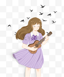  弹吉他少女 