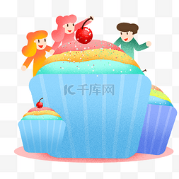 吃蛋糕吃蛋糕图片_蛋糕吃纸杯蛋糕插画