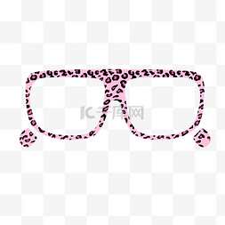 方形豹纹粉色眼镜镜框