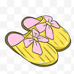 黄色的蝴蝶结图片_冬季黄色的脱鞋插画