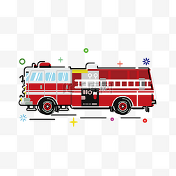 卡通消防人员图片_MBE红色消防车救火