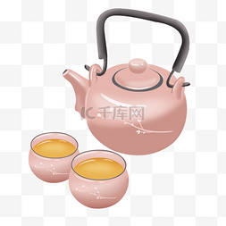 手绘茶壶卡通插画