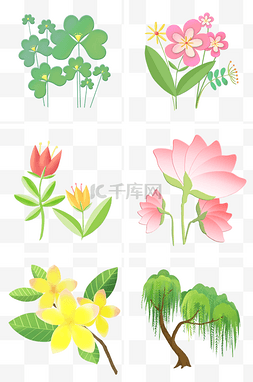 卡通手绘柳树图片_卡通手绘植物插画