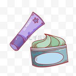 紫色的洗面奶手绘插画