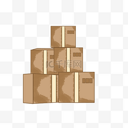 快递盒盒图片_手绘风格快递纸箱PNG元素