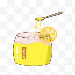 蜂蜜柠檬图片_黄色的蜂蜜柠檬插画