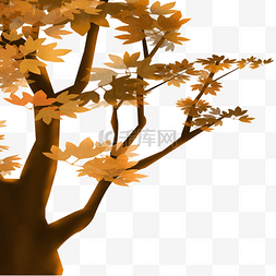 黄色叶子的大树手绘设计图
