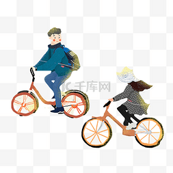 扁平骑自行车图片_情侣骑自行车