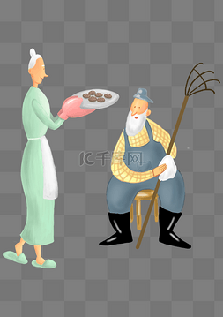 插画欧美风图片_欧美风务农的老绅士和老奶奶个性